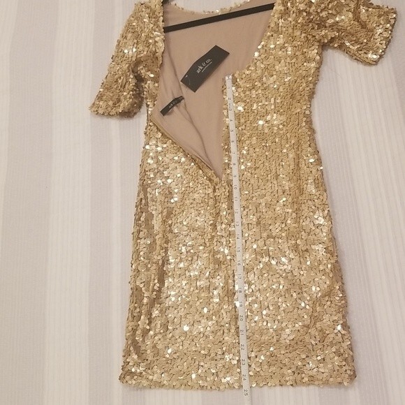 NWT Ark & Co Sequin Mini Dress, gold, size M - Picture 10 of 15